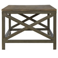 Industrial Cross Metal Coffee Table Pewter Wood Metal