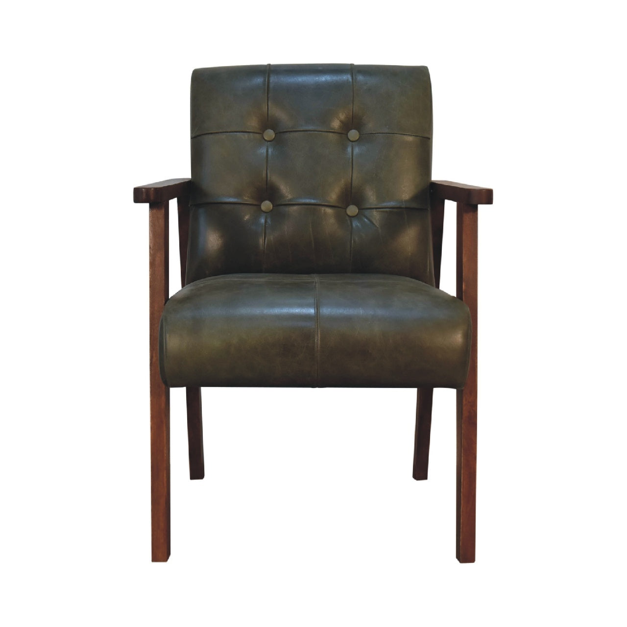 Olive Buffalo Leather Chair Olive Leather Wood Fabric