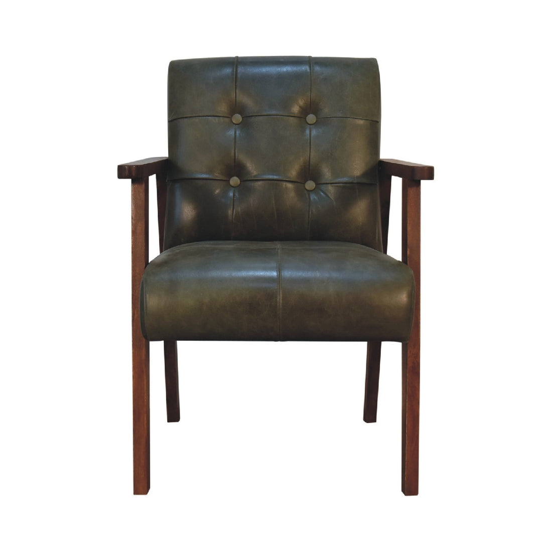 Olive Buffalo Leather Chair Olive Leather Wood Fabric