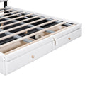 Queen Size Upholstered Bed With Hydraulic Storage System And Drawer, White White Pu Leather