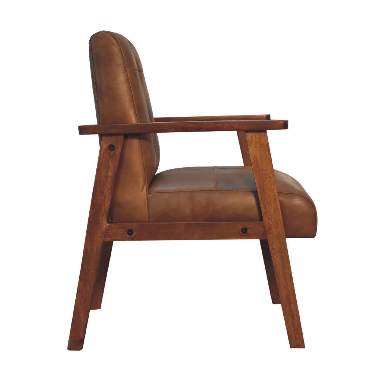 Brown Buffalo Leather Chair Chestnut Leather Solid Wood