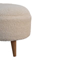 Cream Boucle Rounded Footstool Oak Foam Wood Fabric