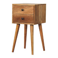 Mini 2 Drawer Oak Ish Bedside Oak Solid Wood