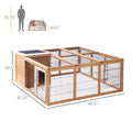 Pawhut Rabbit Hutch Bunny Cage With Openable Main House, Indoor Outdoor Waterproof Rabbit House, Guinea Pig Cage For Small Animals With Three Ventilation Doors, Natural Natural Wood