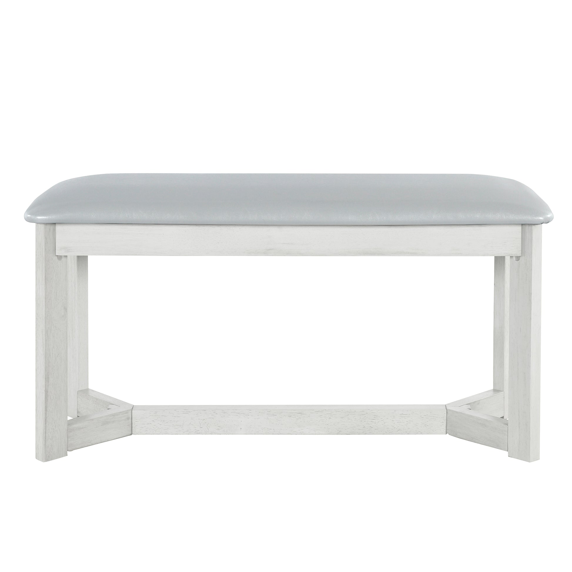 Farmhouse 6 Piece Wood Dining Table Set With 4 Upholstered Chairs And Bench, Gray Gray Wood Dining Room Bench Seating Rubberwood Rectangular Dining Table With Chair And Bench Upholstered Chair Wood Gray Solid Back Seats 6 Farmhouse Trestle Foam Solid