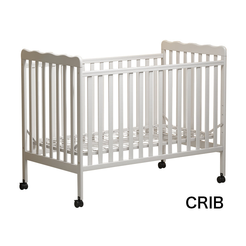 3 In 1 Convertible Crib In Storm Grey, Made Of Sustainable Pinewood, Non Toxic Finish, Comes With Locking Wheels, Wooden Nursery Furniture Stone Gray Wood