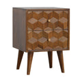 Chestnut Cube Carved Bedside Chestnut Solid Wood