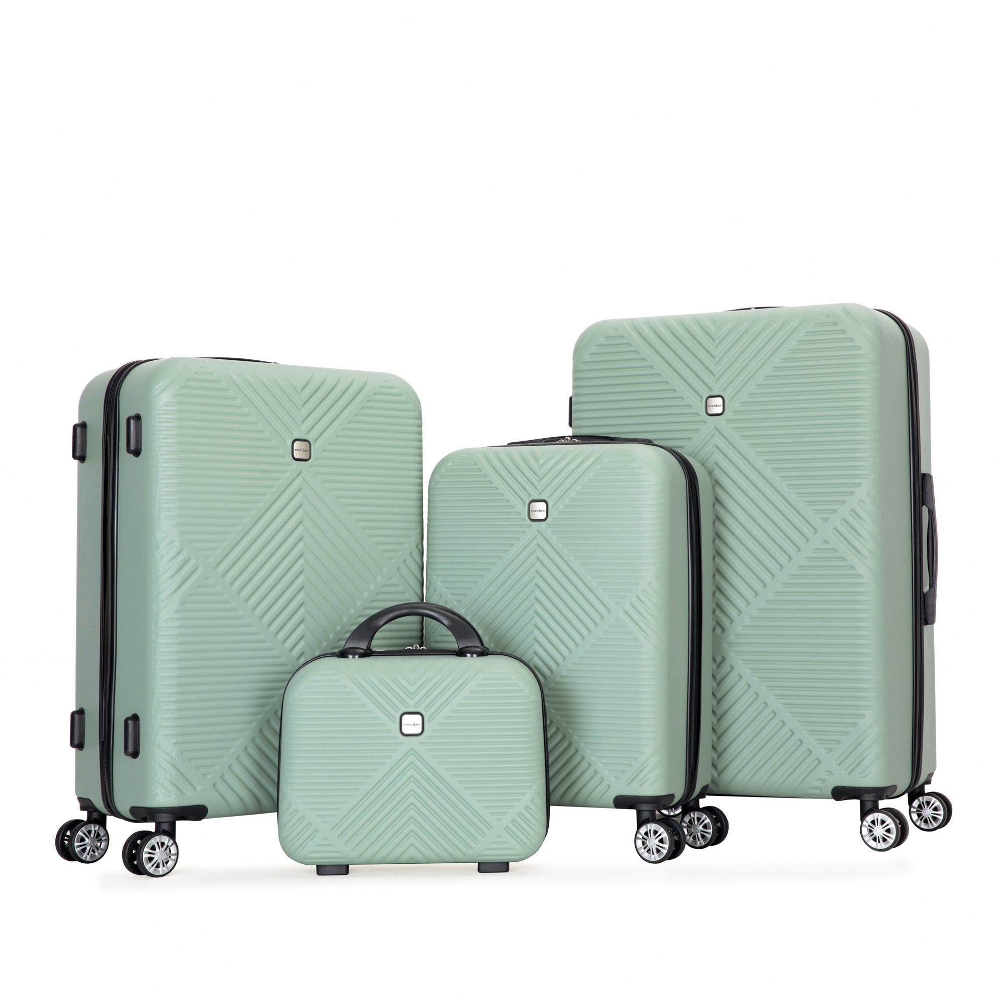 4 piece ABS lightweight suitcase, 14 inch makeup box olive green-abs