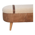 Tan Buffalo Boucle Nordic Bench Tan Leather Wood Fabric