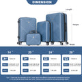 4 Piece Abs Lightweight Suitcase, 14 Inch Makeup Box, Aircraft Wheels 14 20 24 28 Blue Blue Abs