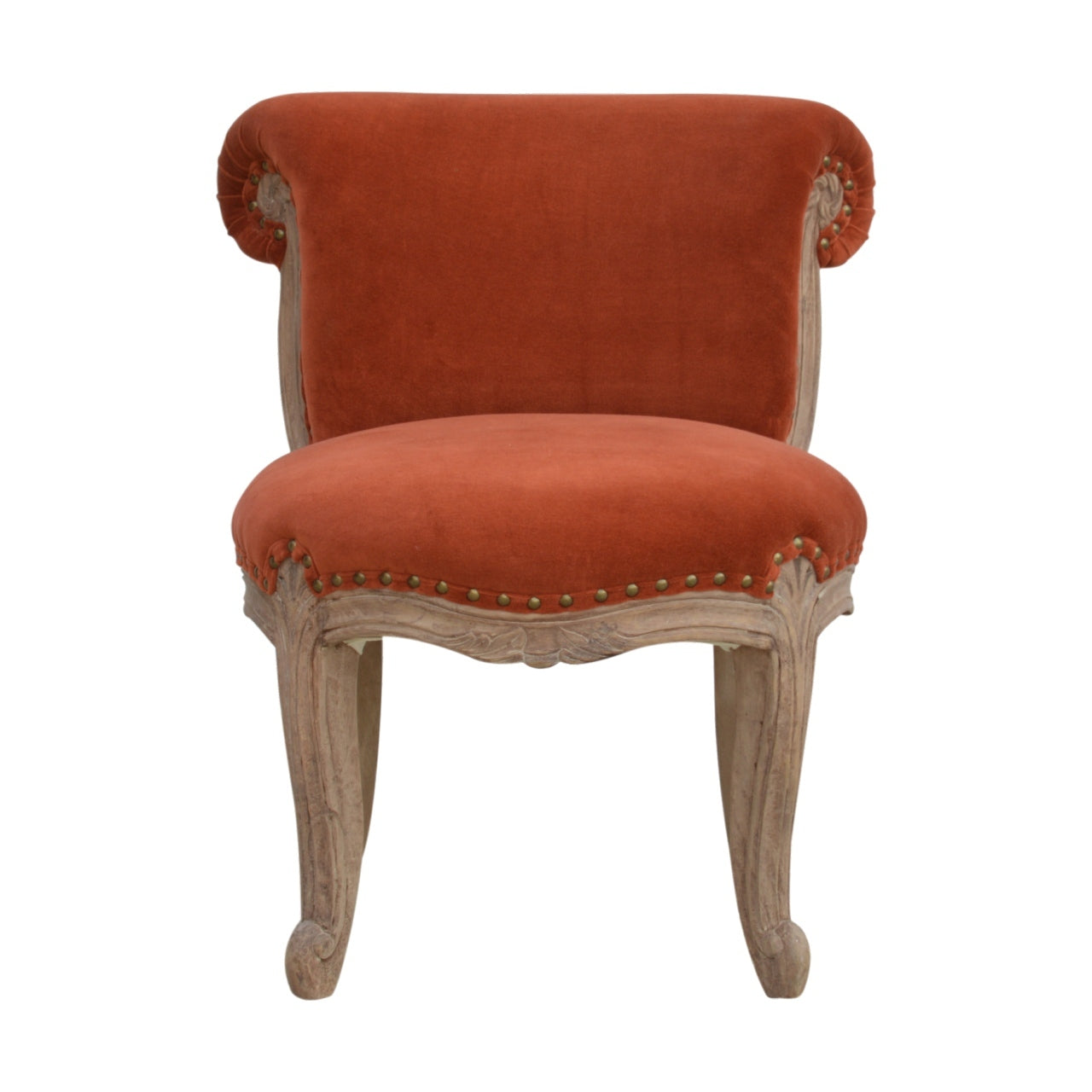 Brick Red Velvet Studded Chair Brick Red Foam Wood Fabric