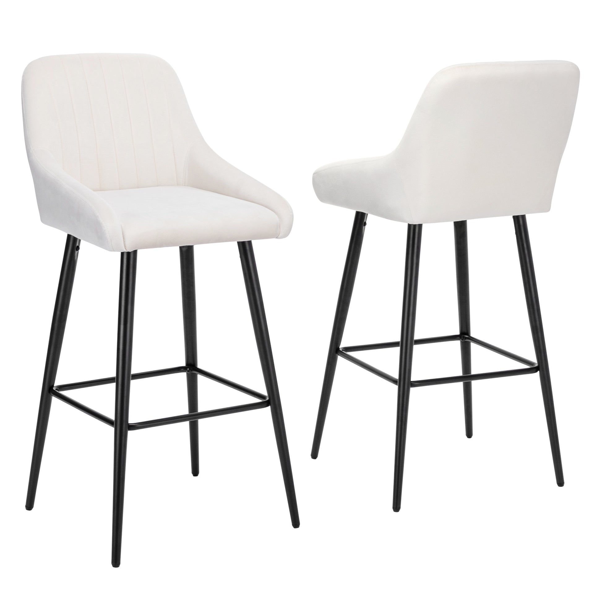 Elegant Lifestyle Modern Bar Stools,Velvet Upholstered Barstools With Back,Set Of 2 Bar Chairs For Kitchen Living Room Metal White Dining Room Powder Coated Sponge Wipe Clean Rectangular Modern Bar Stools Set Of 2 Fabric Metal