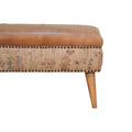 Haven Durrie Bench Tan Leather Wood Fabric