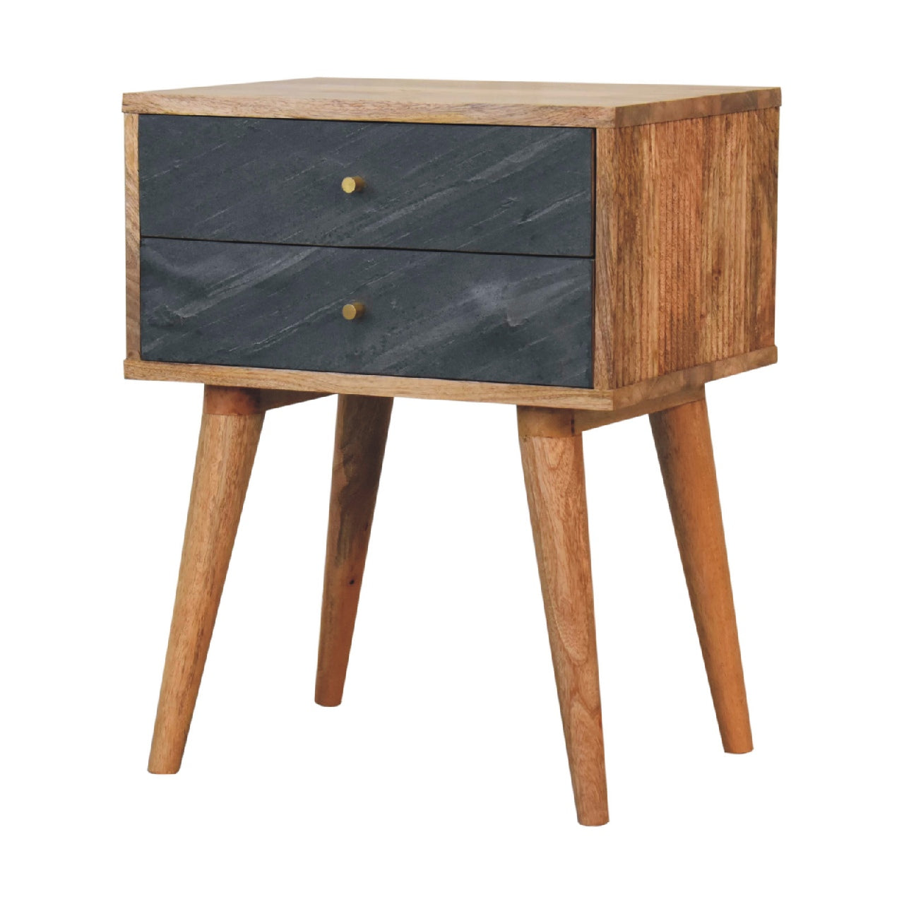 Slade Bedside Stone Gray Solid Wood