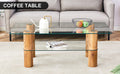 Modern Minimalist Double Layer Transparent Tempered Glass Coffee Table And Coffee Table, Paired With Wooden Mdf Decorative Columns. Computer Desk. Game Table. Ct X02 Transparent Glass