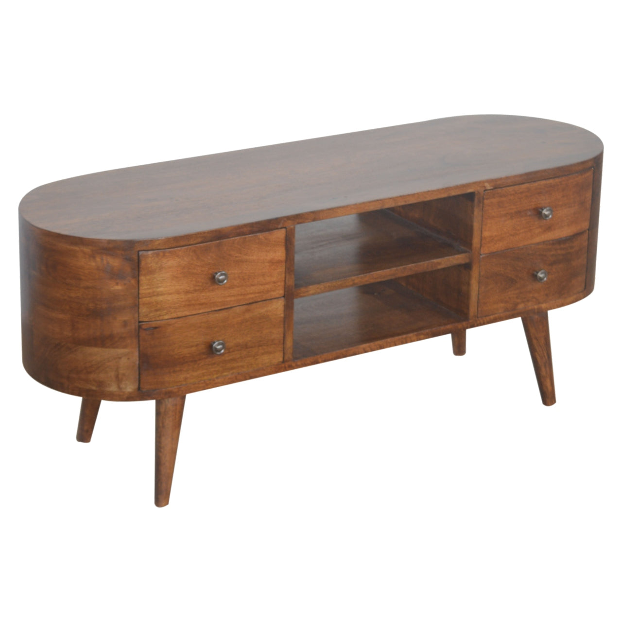 Chestnut Rounded Entertainment Unit Chestnut Solid Wood