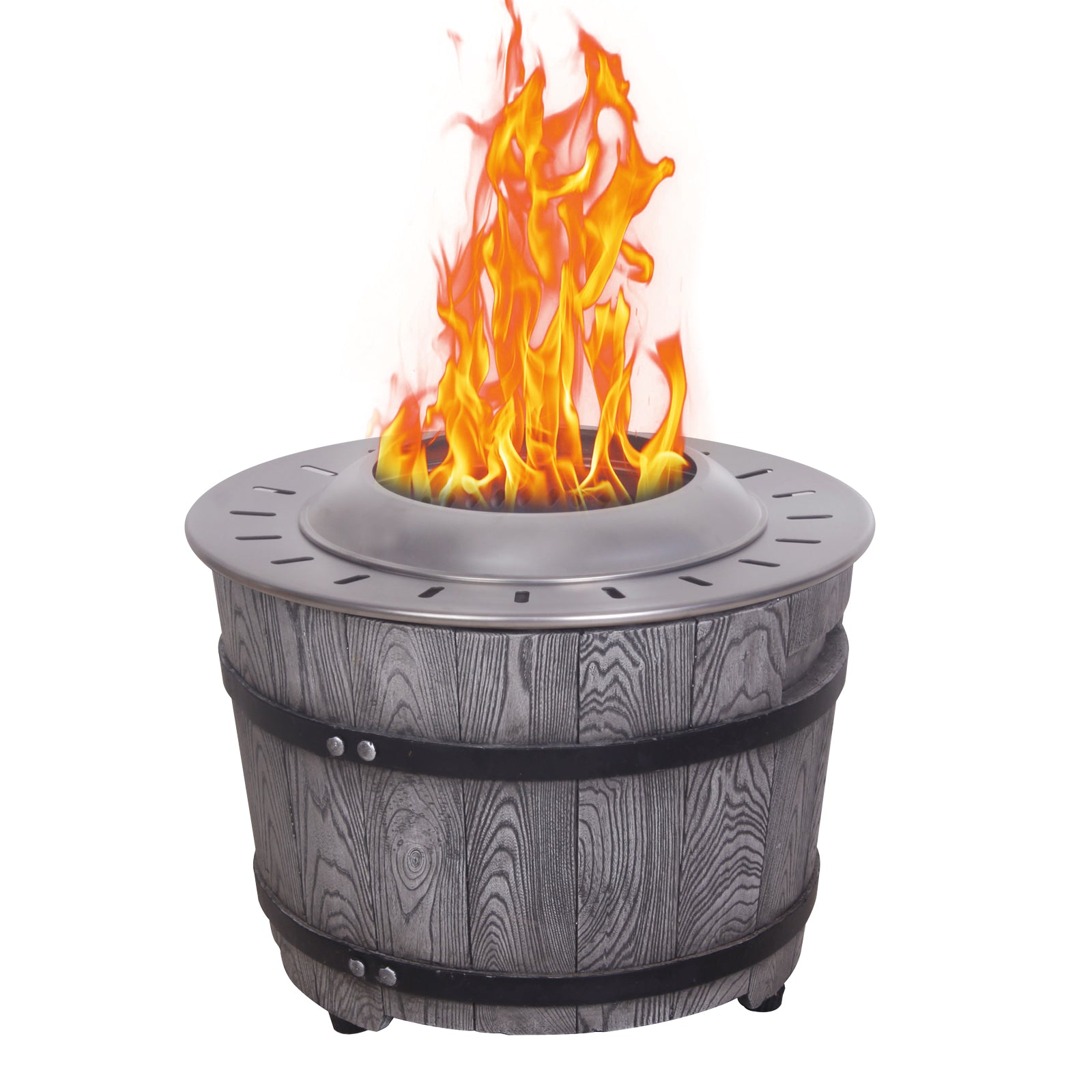 Smokeless Firepit With Wood Pellet Twig Wood As The Fuel, Wood Look Antique Black Garden & Outdoor American Design Concrete,Metal