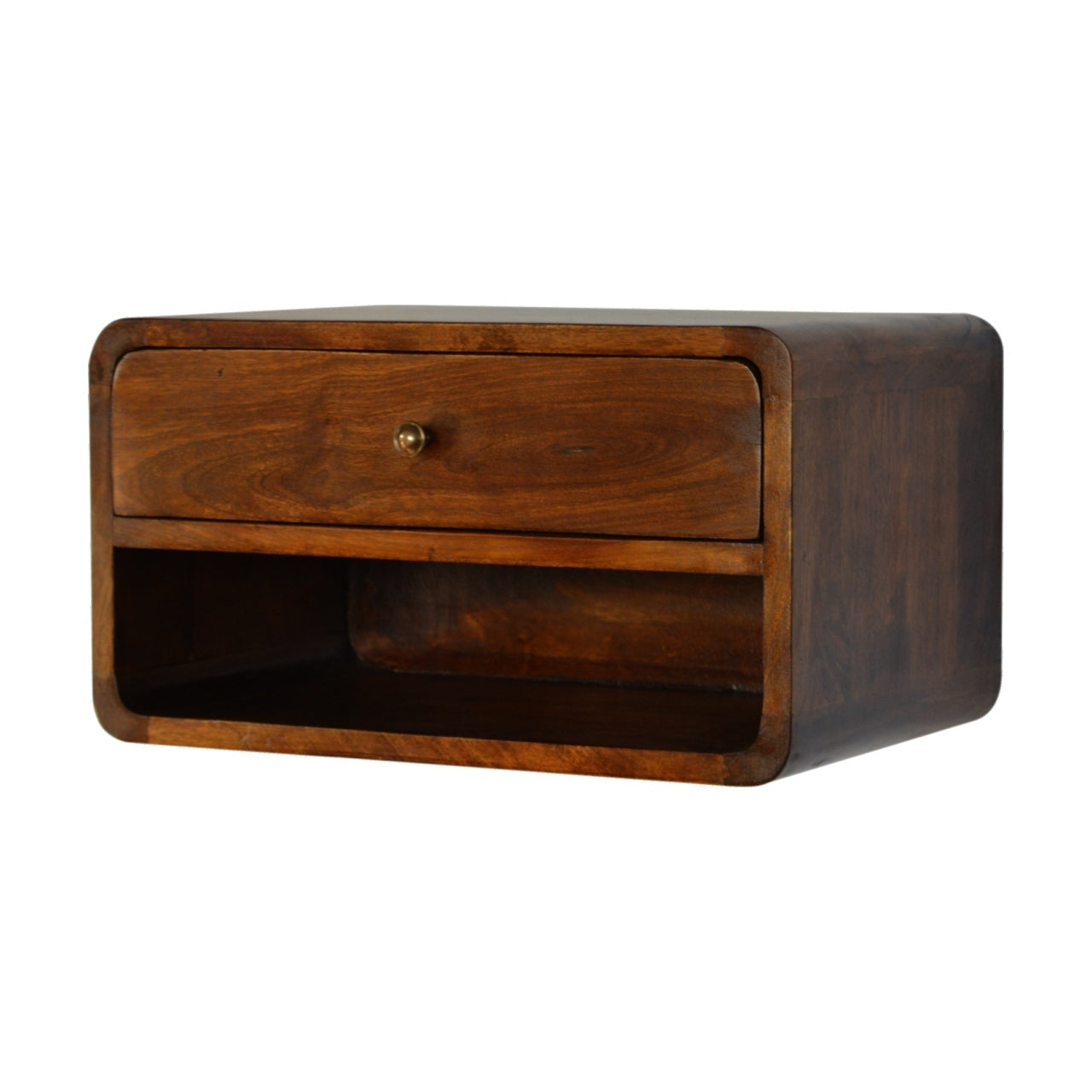 Chestnut Curve Floating Bedside Chestnut Solid Wood