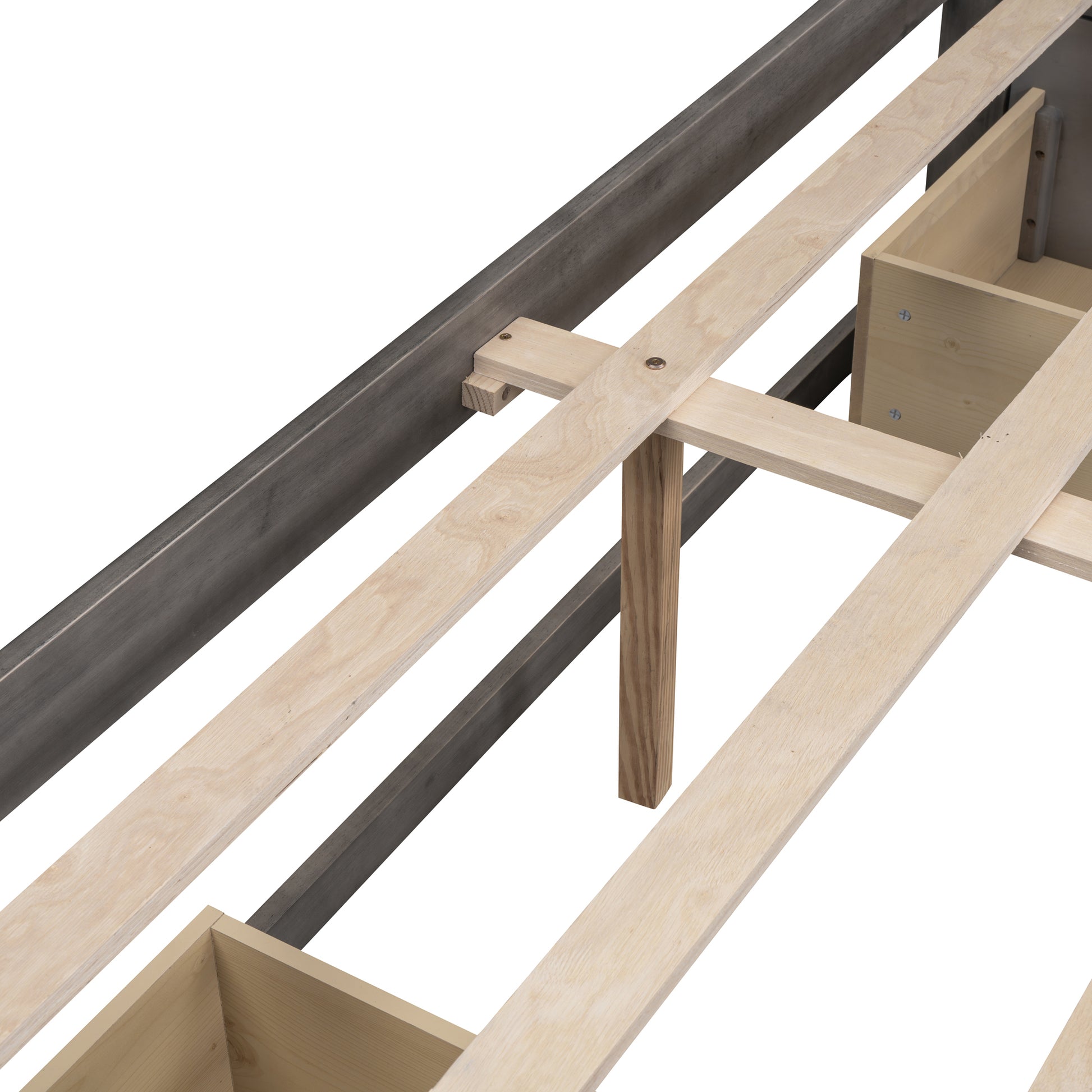 Queen Size Platform Bed With 6 Storage Drawers,Antique Gray Antique Gray Mdf Lvl