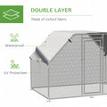 Pawhut Large Chicken Coop Metal Chicken Run With Waterproof And Anti Uv Cover, Flat Shaped Walk In Fence Cage Hen House For Outdoor And Yard Farm Use, 1.26