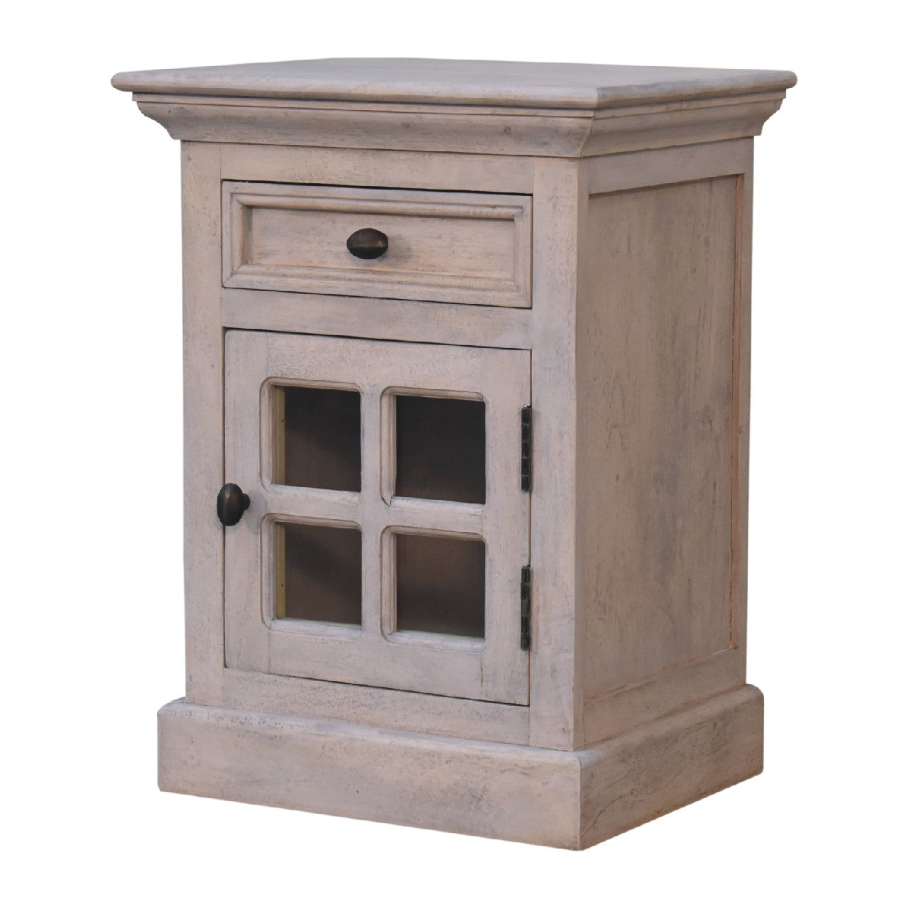 Glazed Stone Bedside Stone White Solid Wood