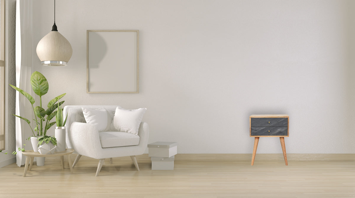 Slade Bedside Stone Gray Solid Wood