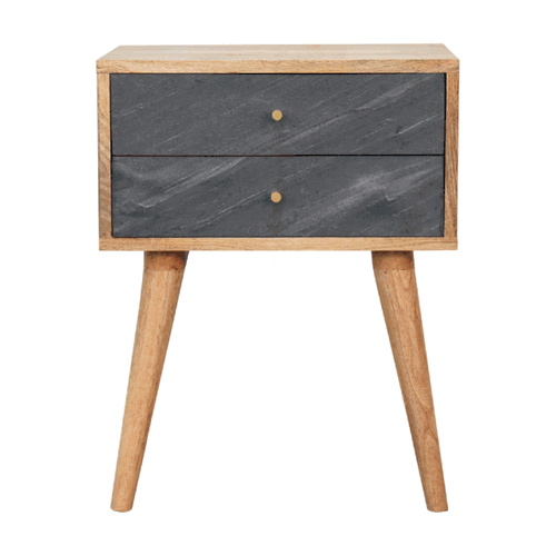 Slade Bedside Stone Gray Solid Wood