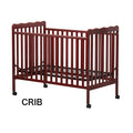 3 In 1 Convertible Crib In Cherry, Made Of Sustainable Pinewood, Non Toxic Finish, Comes With Locking Wheels, Wooden Nursery Furniture Cherry Wood