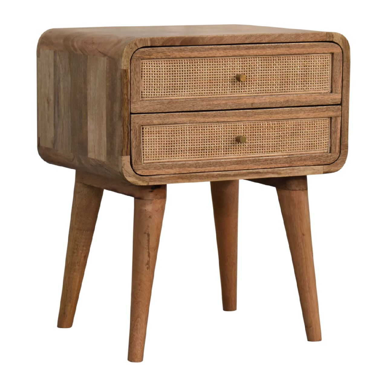 Close Knit 2 Drawer Bedside Oak Wood Rattan