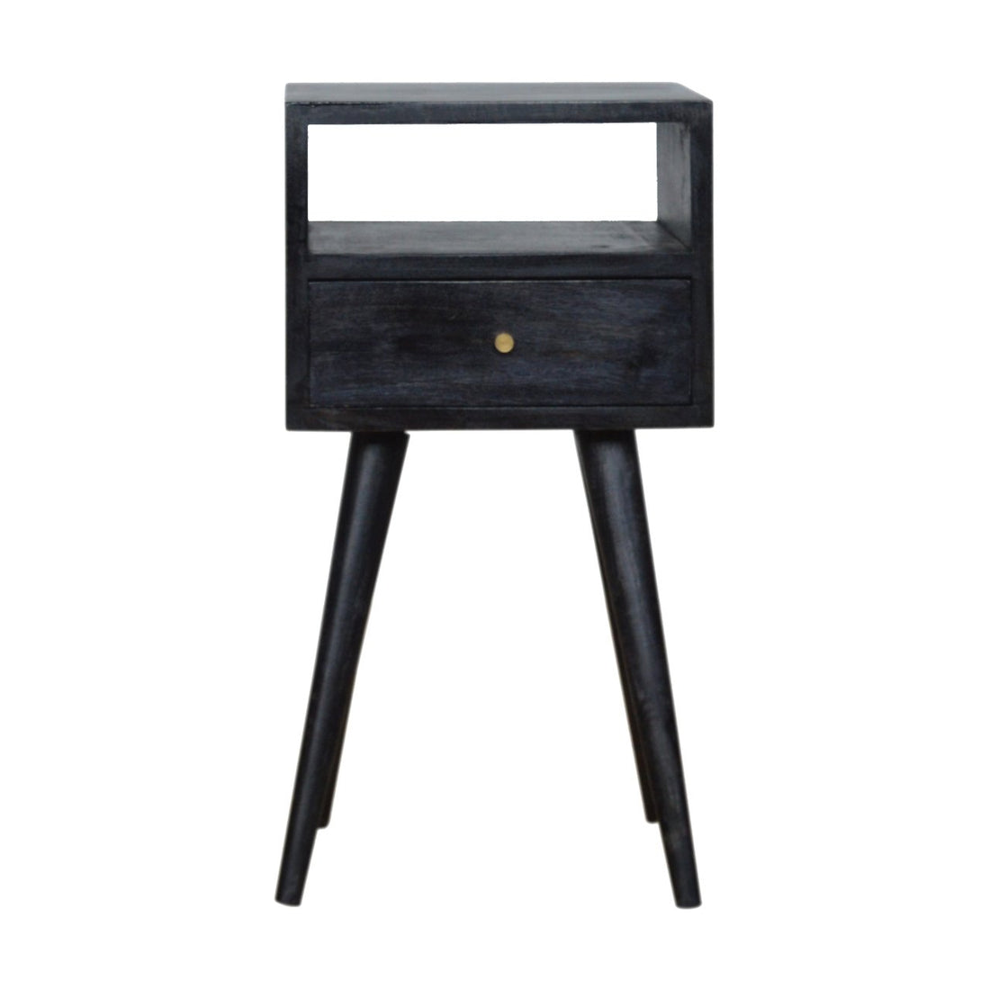 Mini Ash Black Bedside Black Solid Wood