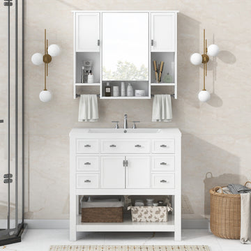 36'' Bathroom Vanity with Top Sink, Modern Mirror 4+-white-4+-bathroom-freestanding-solid