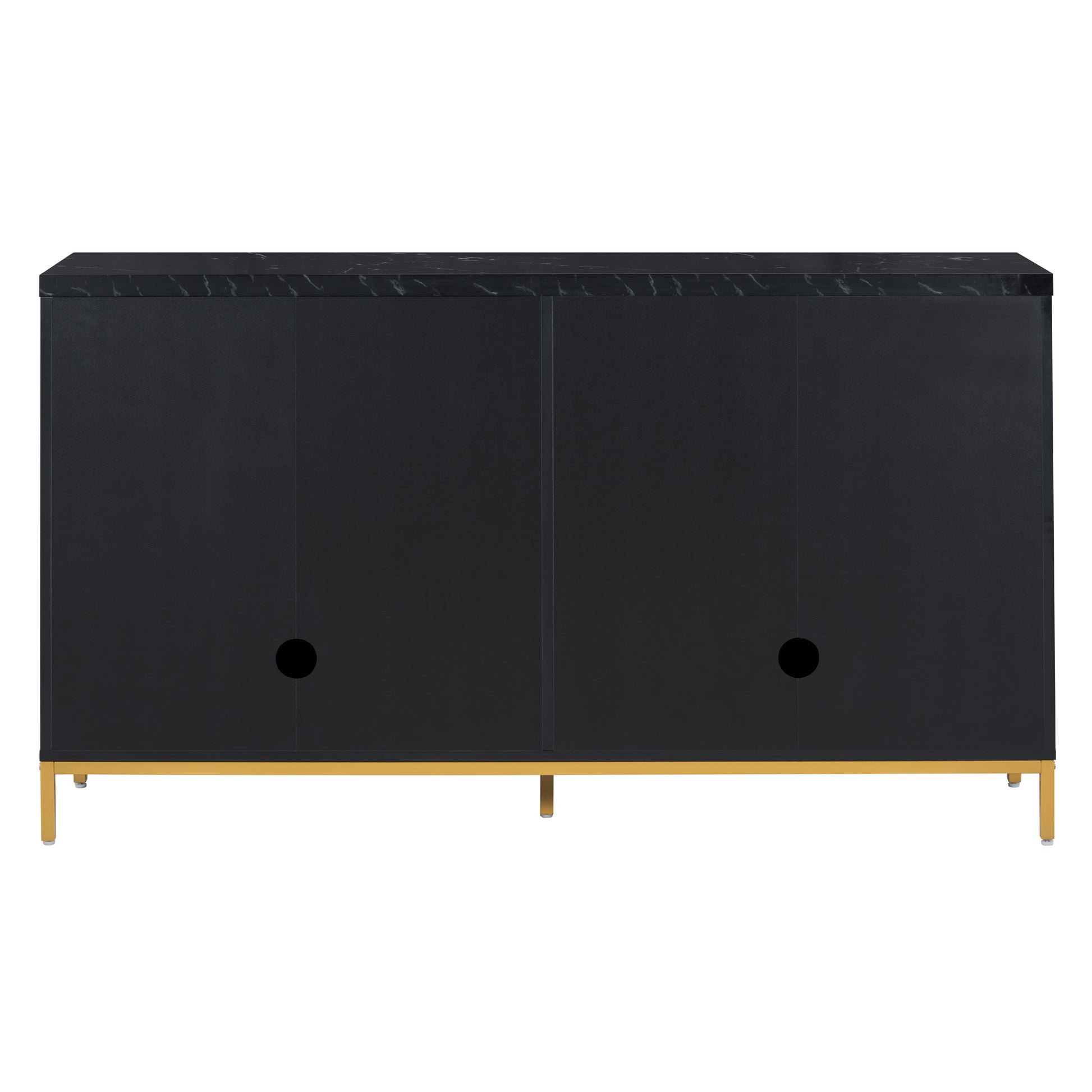 Modern Sideboard With Extra Large Storage Space With Metal Handles And Support Legs For Living Room And Dining Room Black Black Mdf