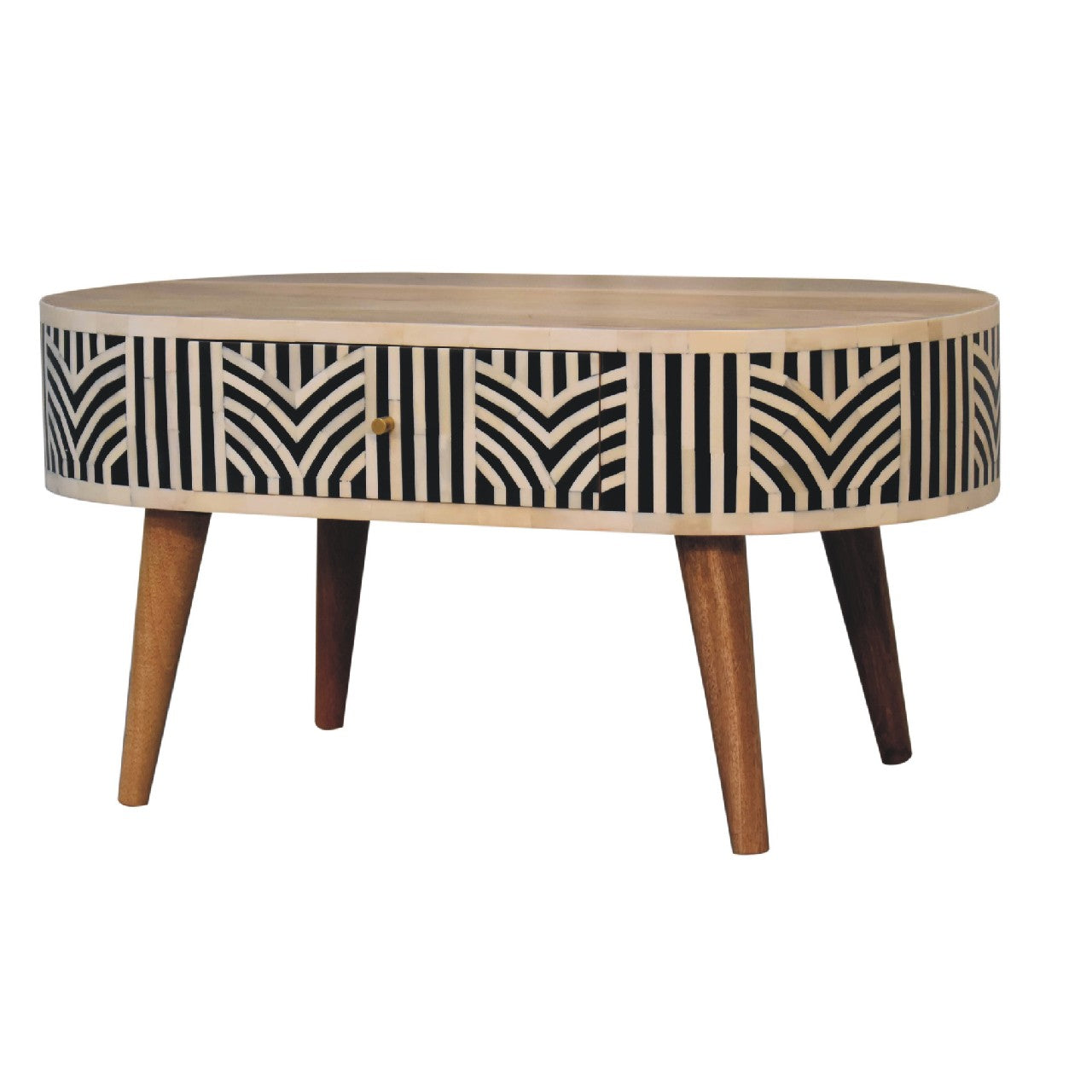 Edessa Bone Inlay Coffee Table Oak Solid Wood