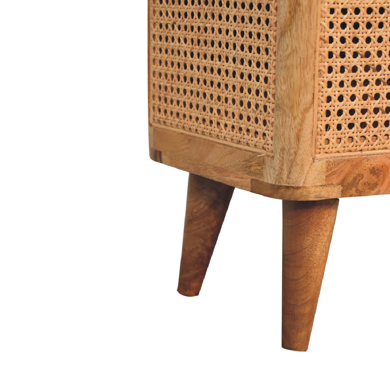 Larissa Lid Up Storage Stool Oak Wood Rattan