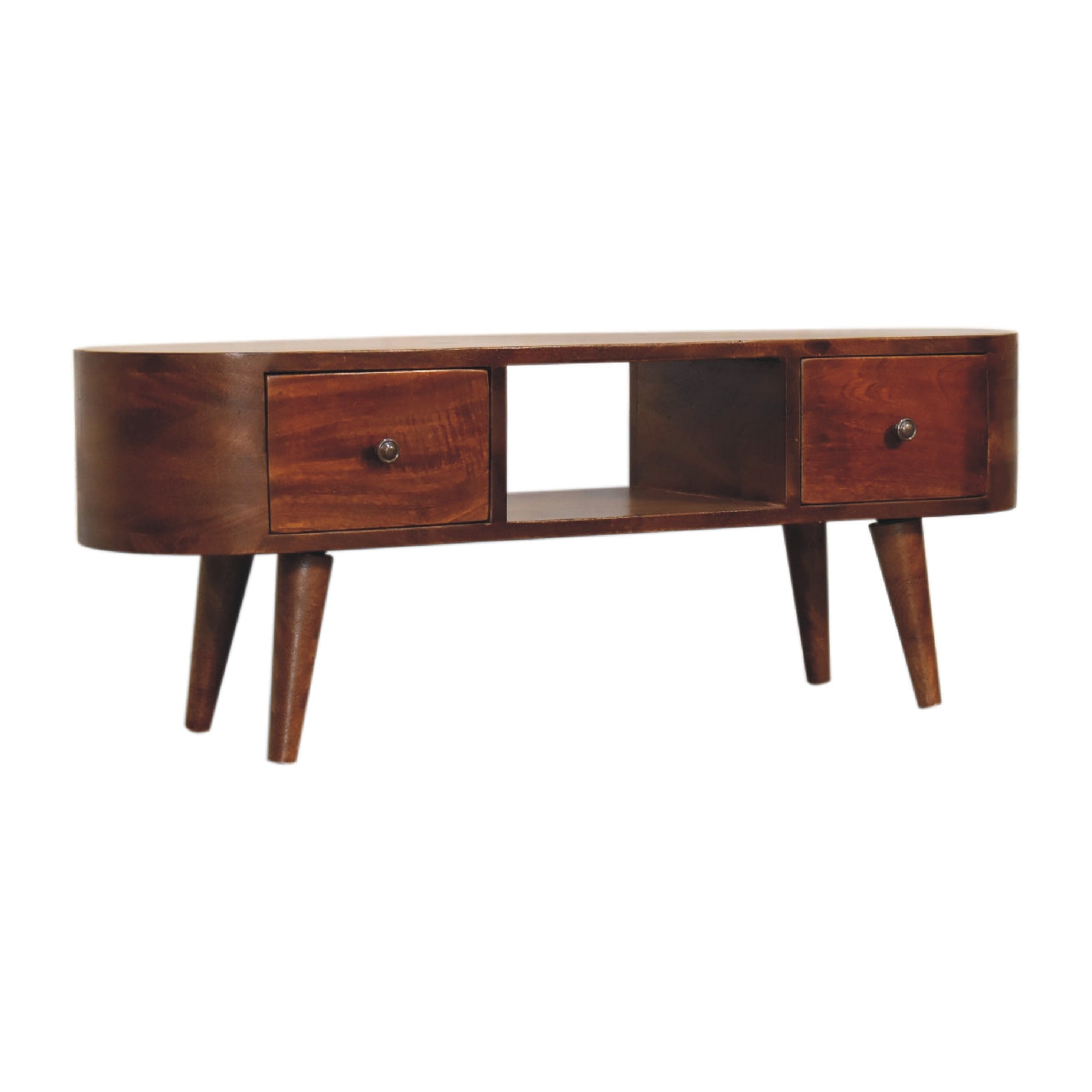 Chestnut Round Open Media Unit Chestnut Solid Wood