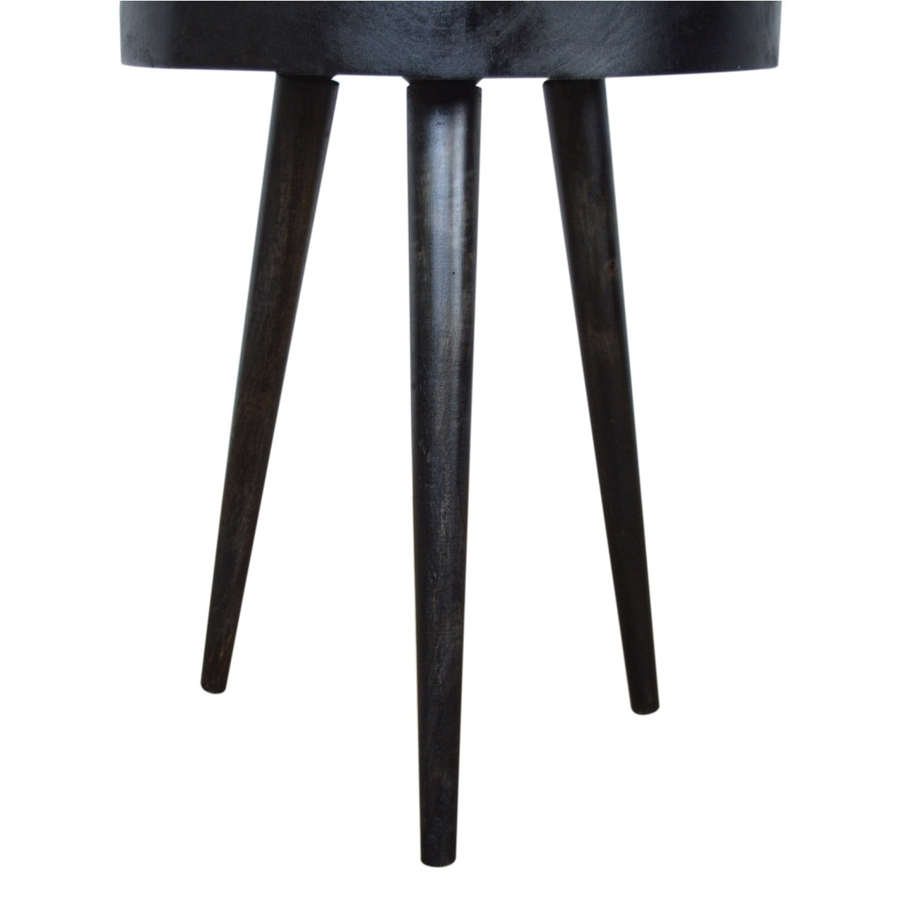 Carbon Black Rattan End Table Black Wood Rattan