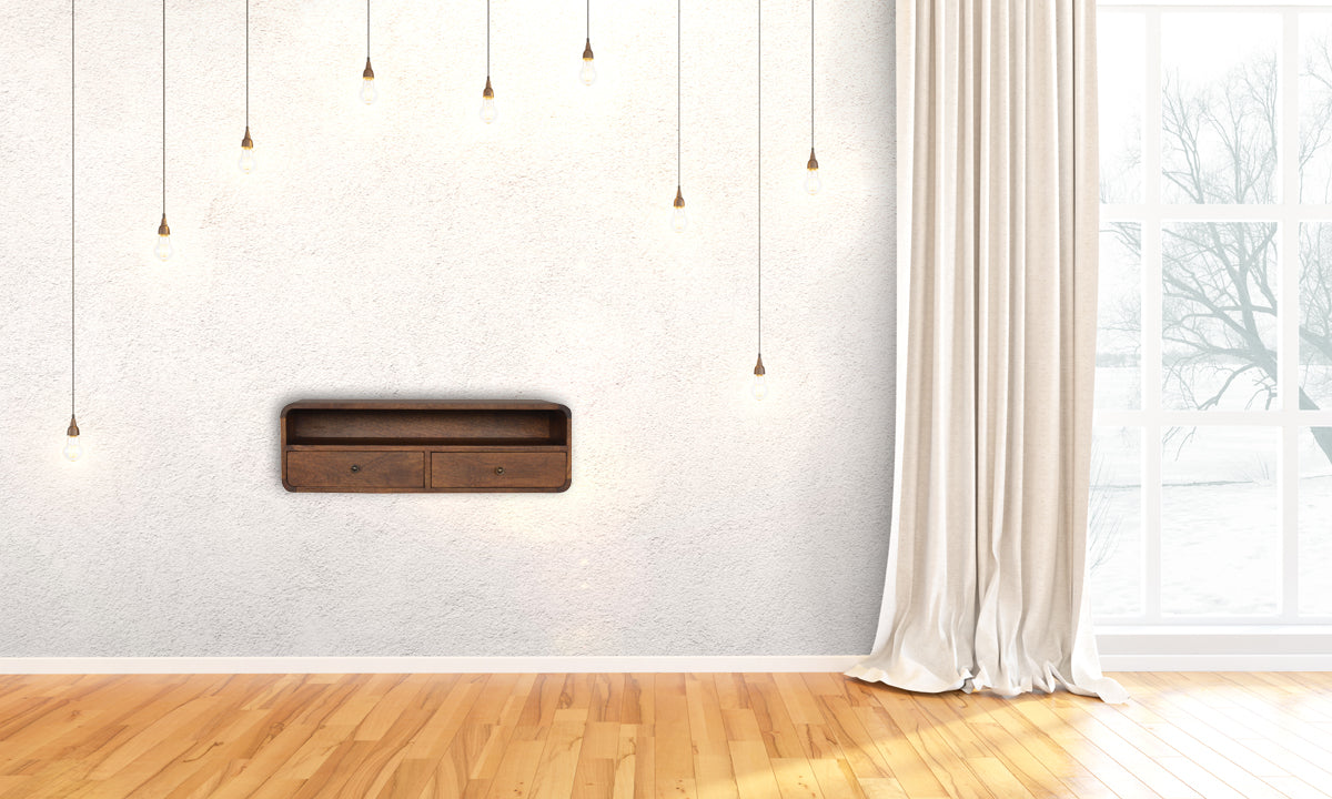 Floating Chestnut Open Console Chestnut Solid Wood