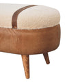 Tan Buffalo Boucle Nordic Bench Tan Leather Wood Fabric