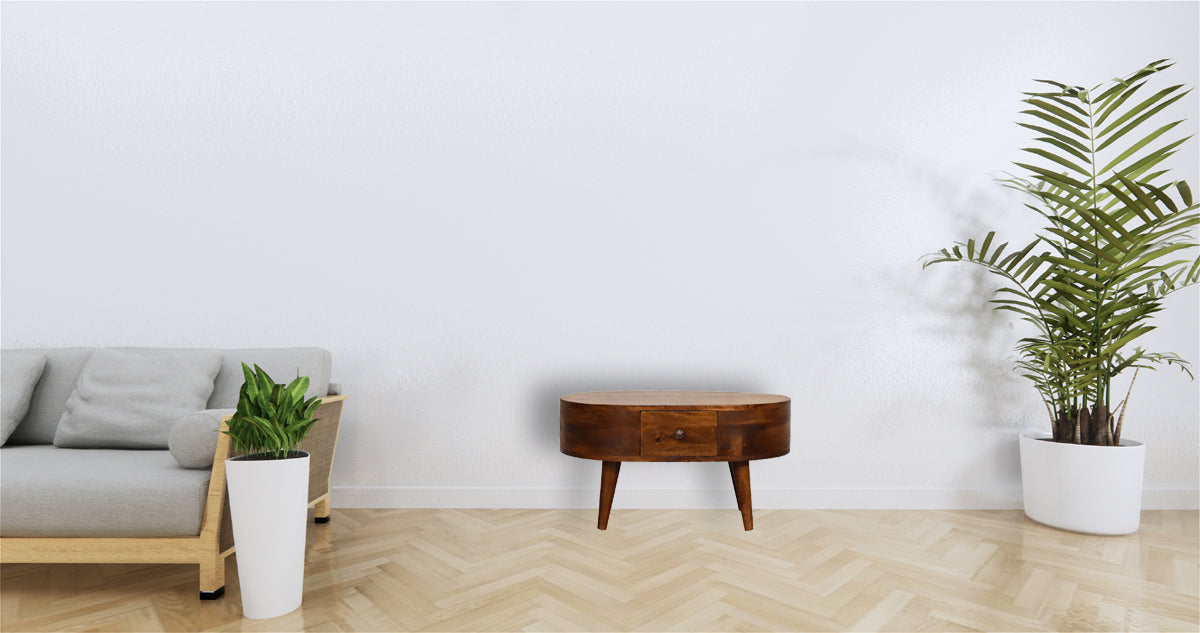 Mini Chestnut Rounded Coffee Table Chestnut Solid Wood