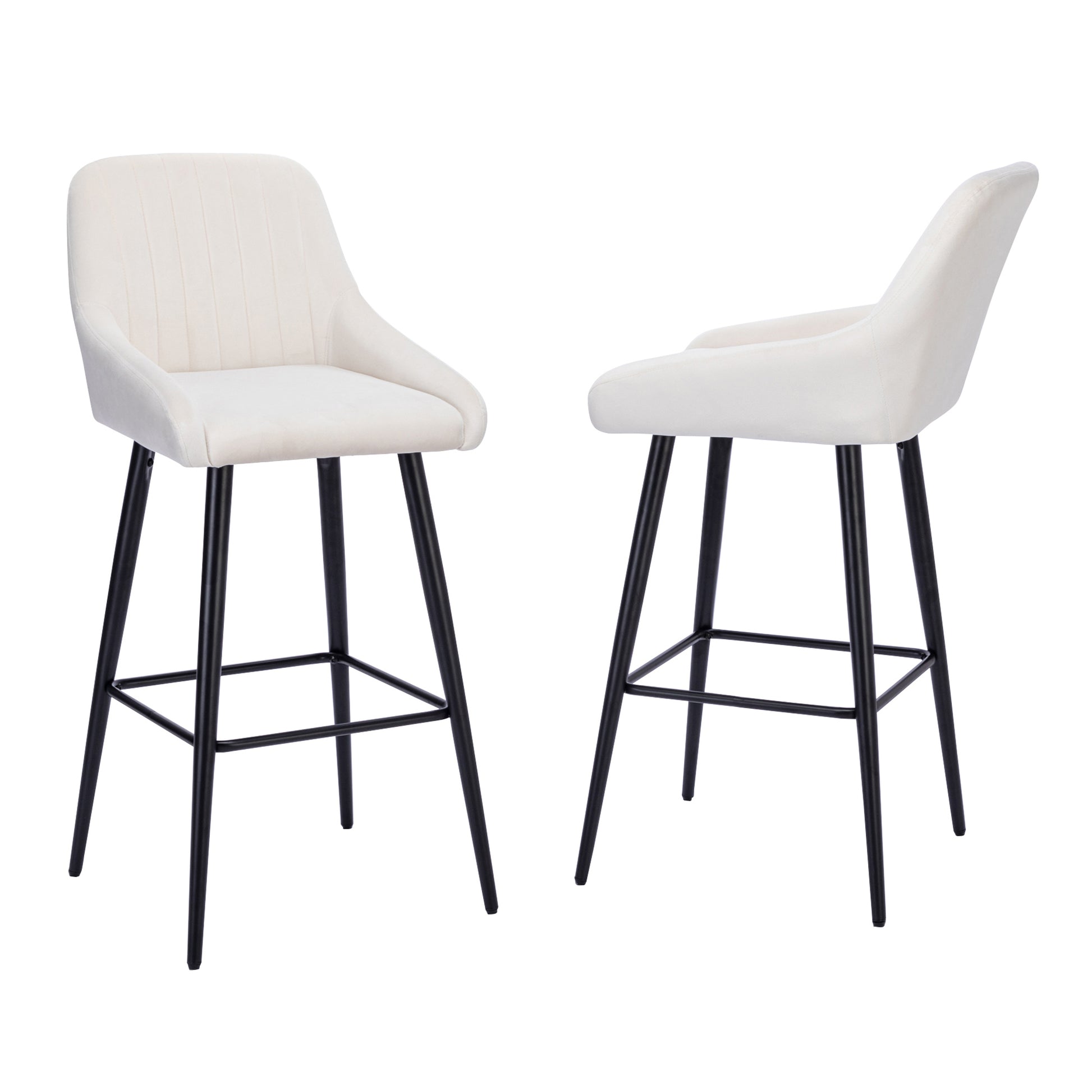 Elegant Lifestyle Modern Bar Stools,Velvet Upholstered Barstools With Back,Set Of 2 Bar Chairs For Kitchen Living Room Metal White Dining Room Powder Coated Sponge Wipe Clean Rectangular Modern Bar Stools Set Of 2 Fabric Metal