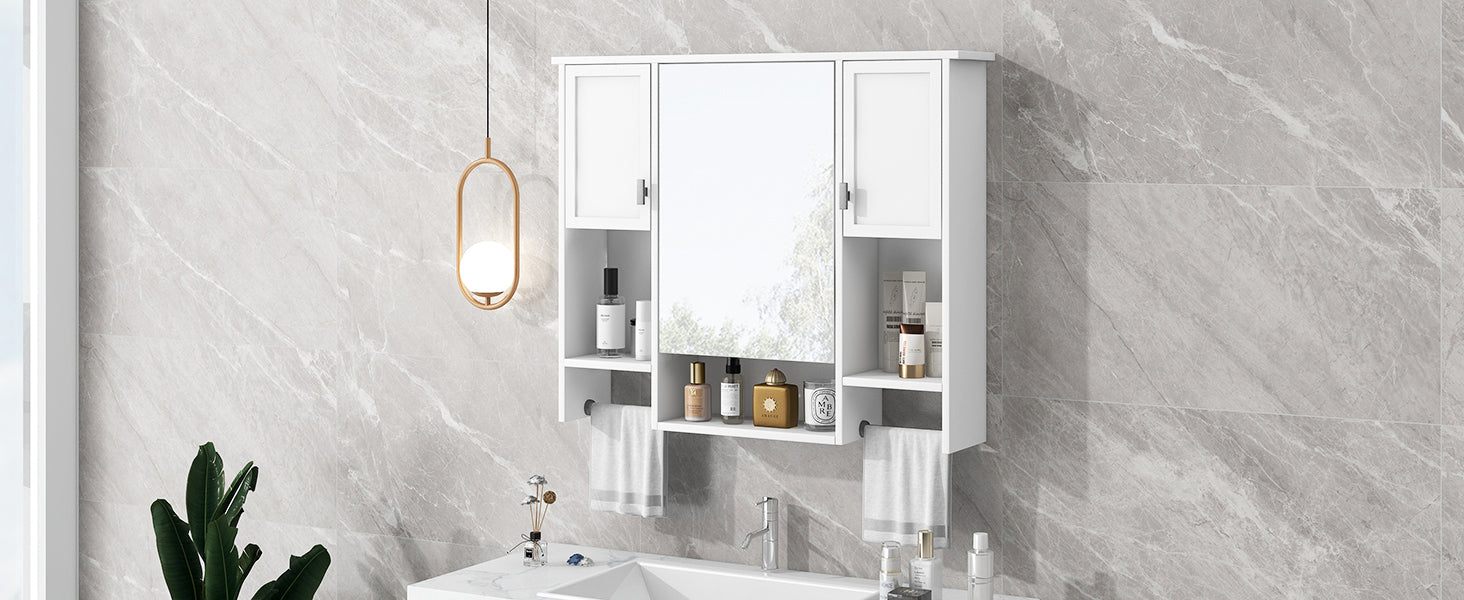 35'' x 28'' Modern Wall Mounted Bathroom Storage white-2-5+-mirror included-bathroom-wall