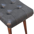 Harbour Black Footstool Chestnut Leather Wood