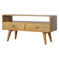 Curved Oak Ish Media Unit Oak Solid Wood