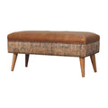 Haven Durrie Bench Tan Leather Wood Fabric