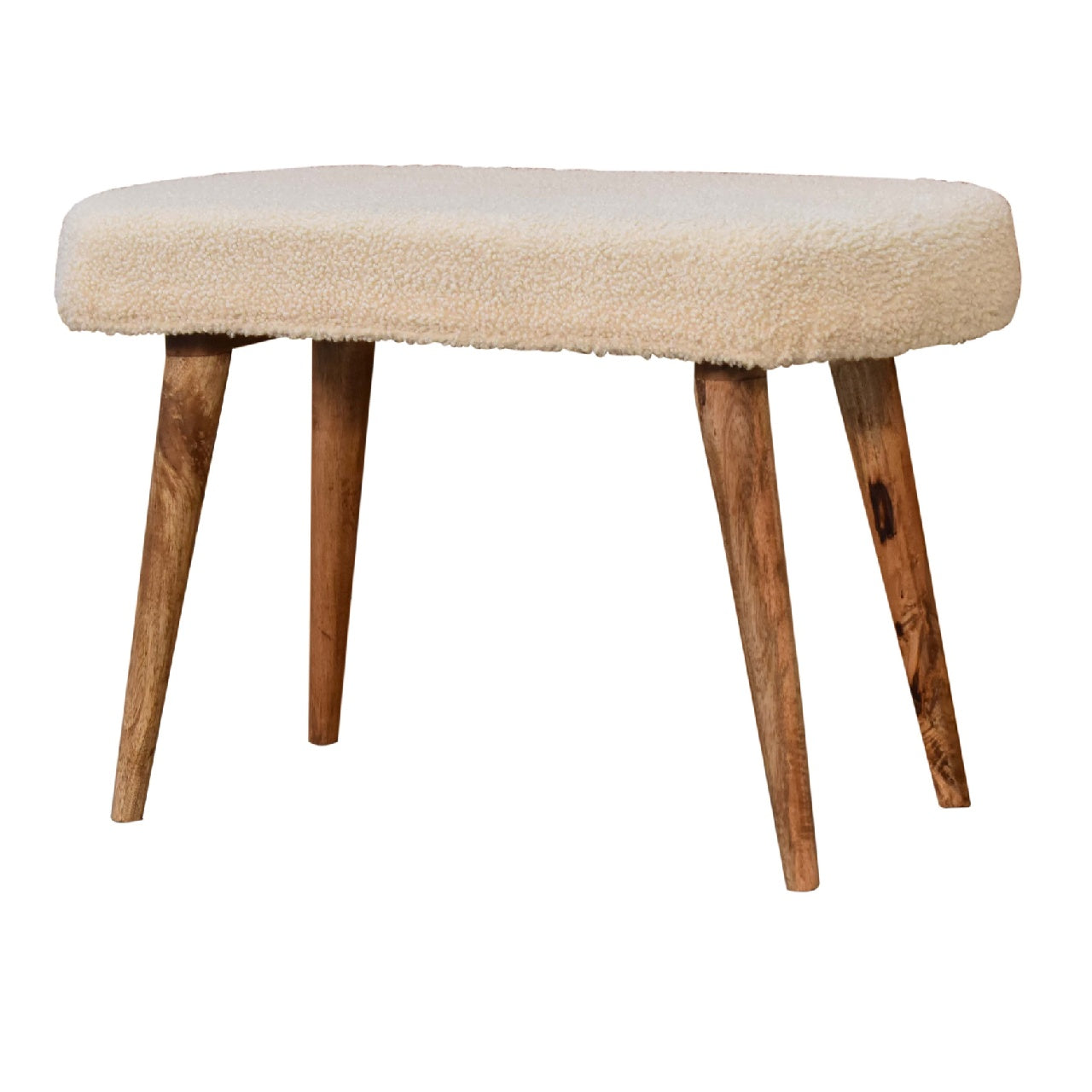 Cream Boucle Nordic Bench Oak Foam Wood Fabric