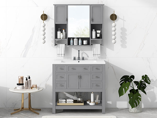 36'' Bathroom Vanity with Top Sink, Modern Mirror 4+-grey-4+-bathroom-freestanding-solid