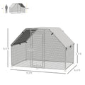 Pawhut Large Chicken Coop Metal Chicken Run With Waterproof And Anti Uv Cover, Flat Shaped Walk In Fence Cage Hen House For Outdoor And Yard Farm Use, 1.26