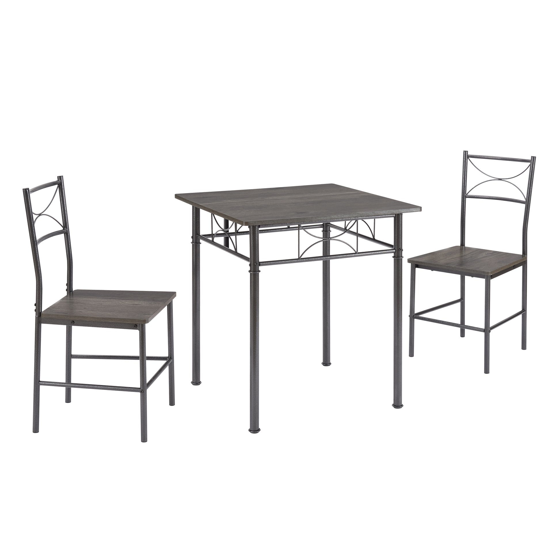 3 Piece Kitchen Dining Room Table Set Grey Chair Grey Gray Dining Room American Design,American Traditional,Antique Metal & Wood Metal & Wood