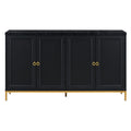 Modern Sideboard With Extra Large Storage Space With Metal Handles And Support Legs For Living Room And Dining Room Black Black Mdf