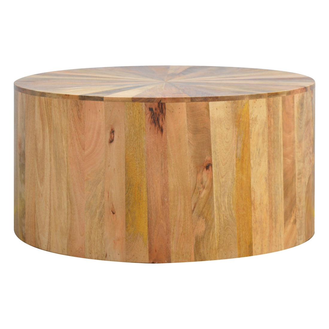 Round Wooden Coffee Table Chestnut Solid Wood